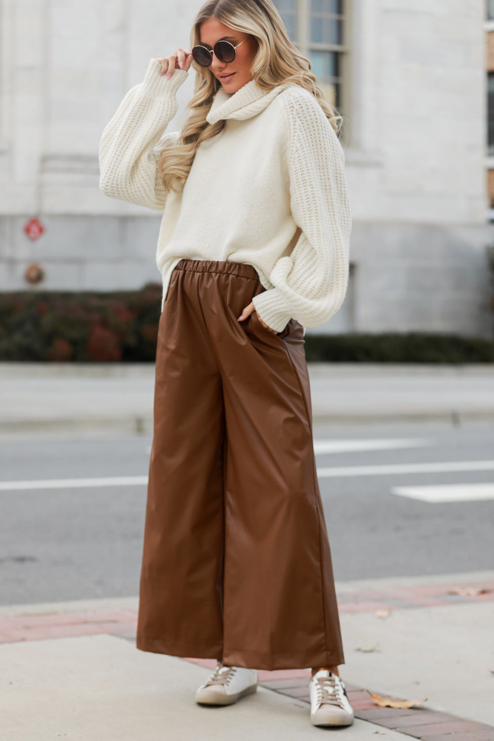 cute Camel Leather Pants