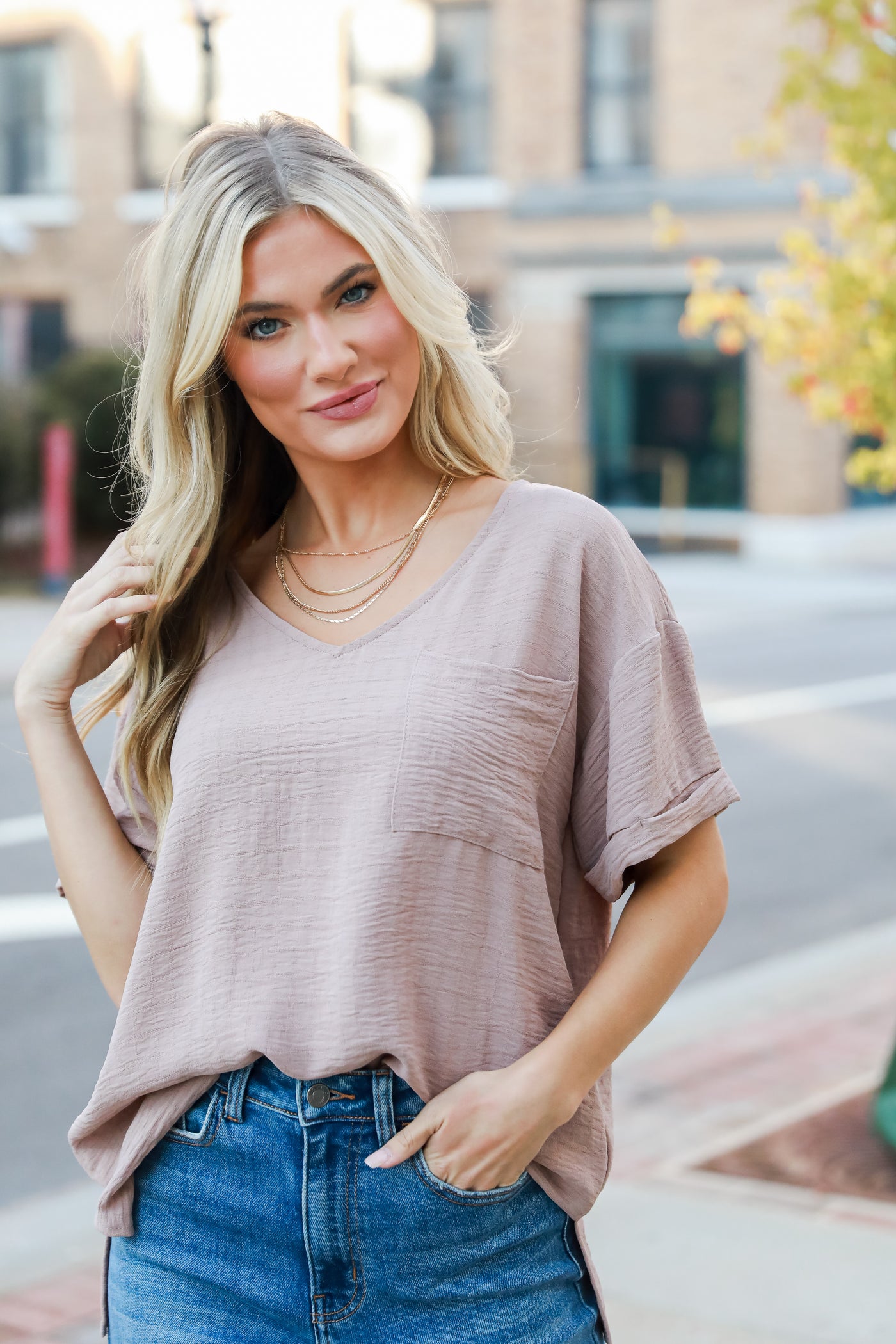 taupe casual Blouse