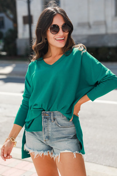 green Sweater on model
