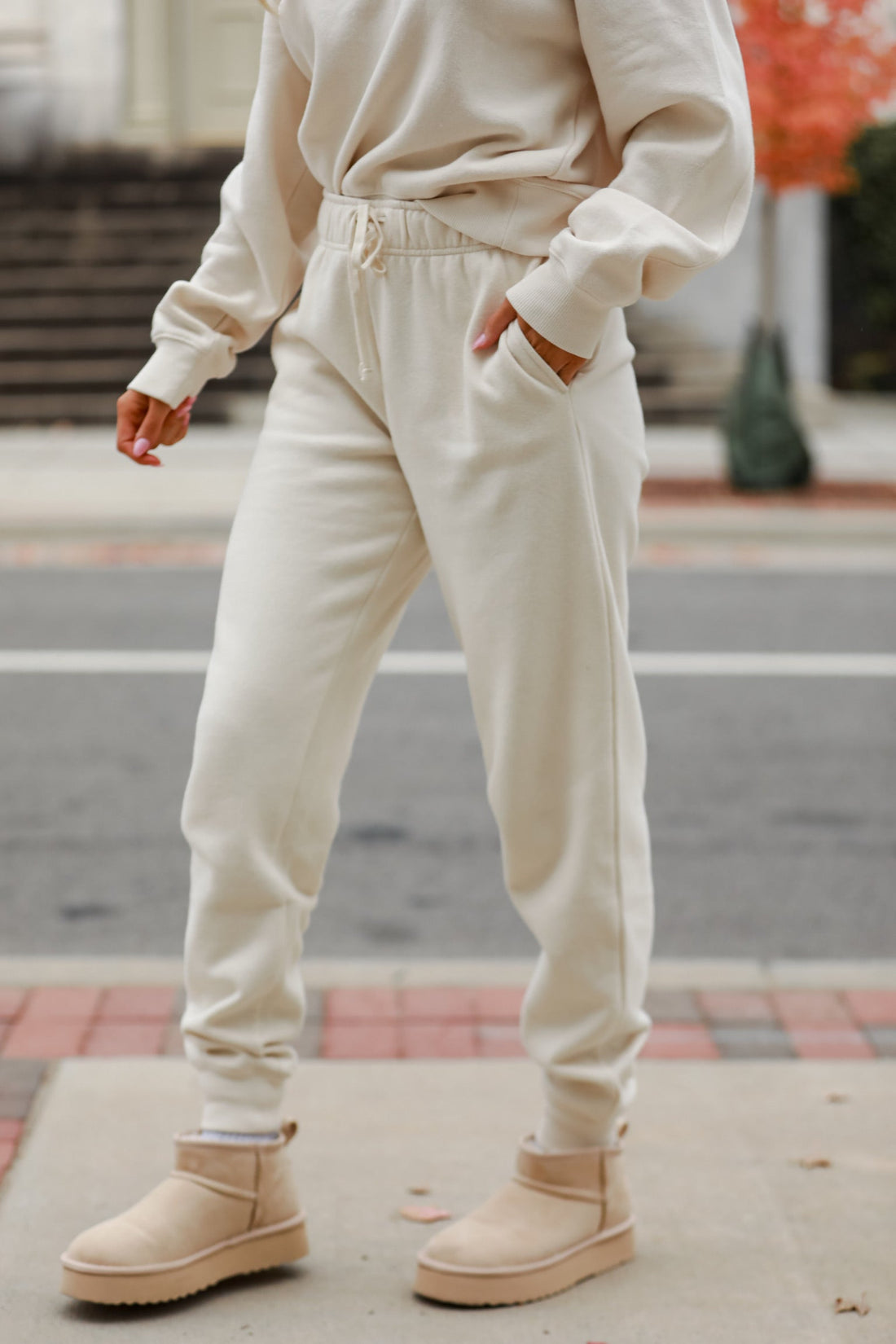 cozy cream Fleece Jogger Sweatpants