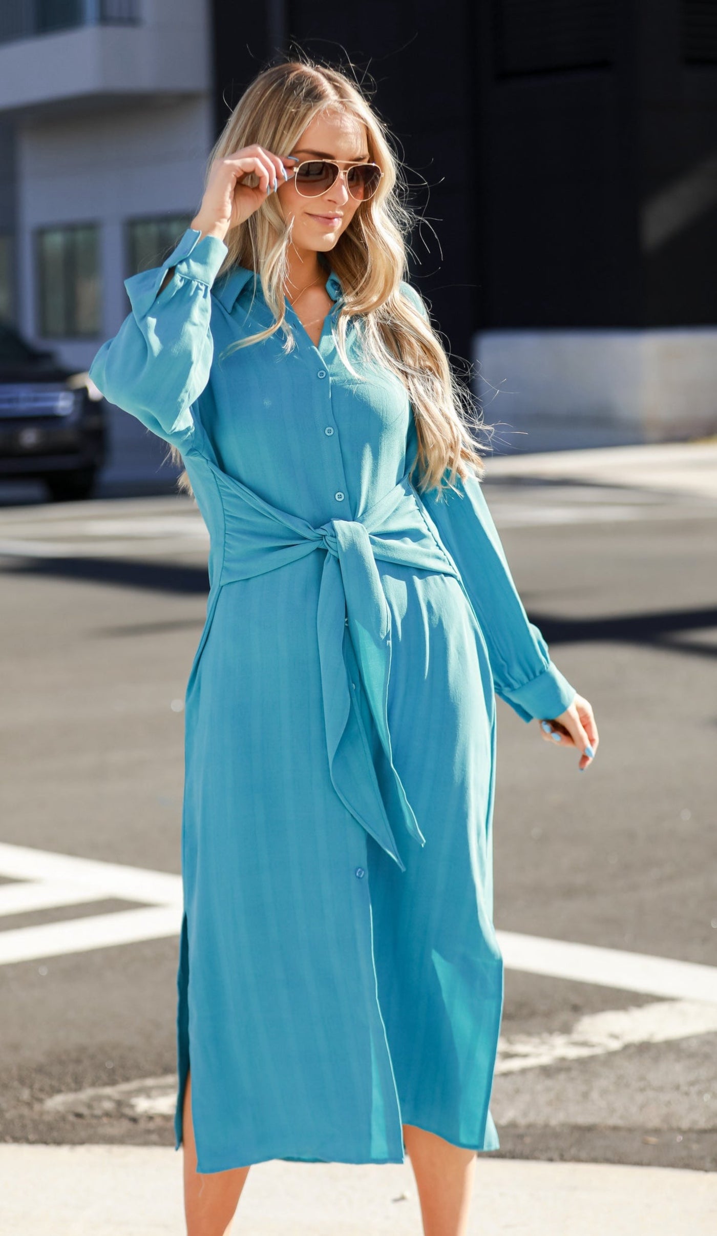 cute Blue Midi Dress