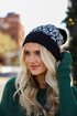 black Leopard Pom Pom Beanie