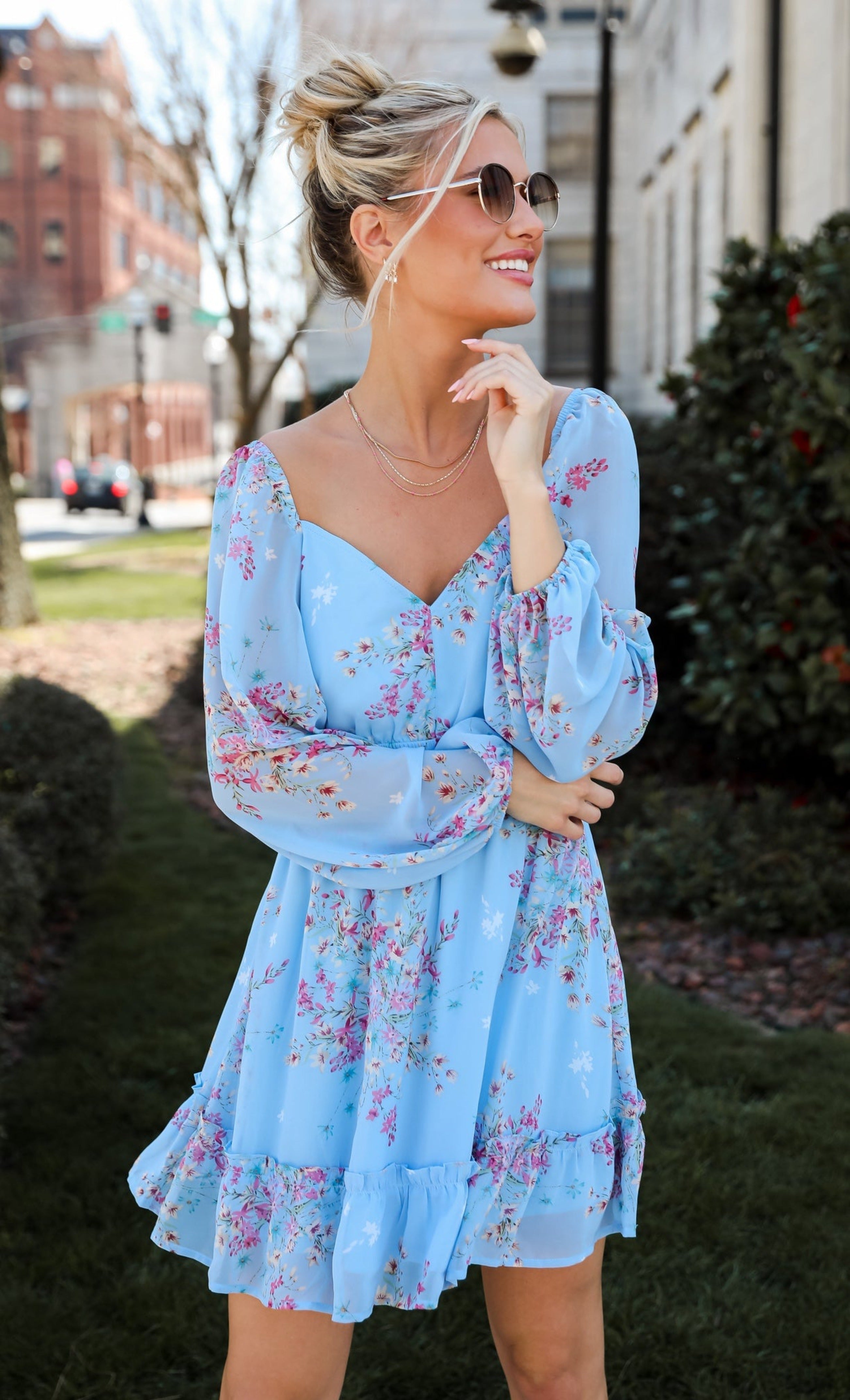 Blue floral sundress online