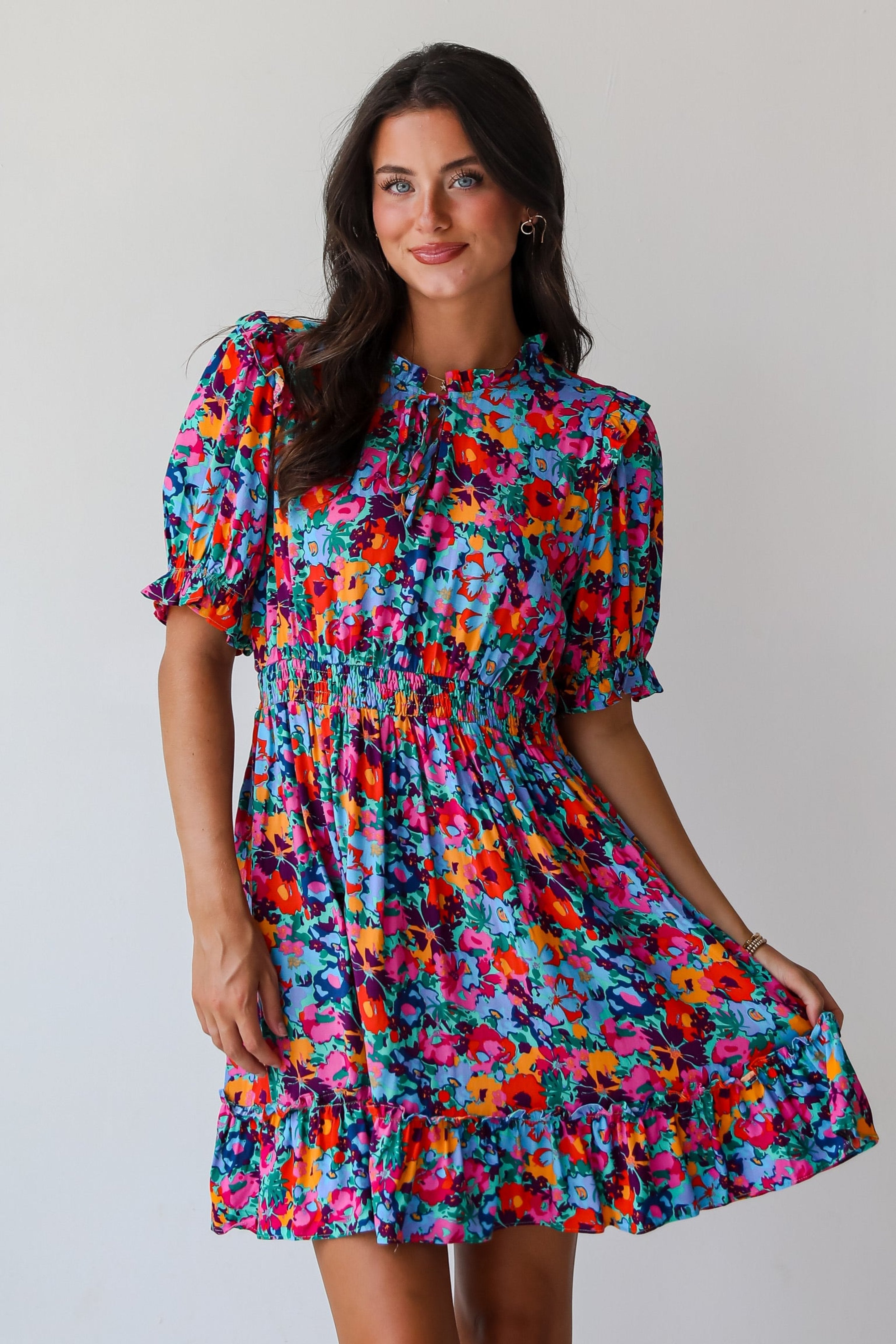 Radiant Romance Blue Floral Mini Dress