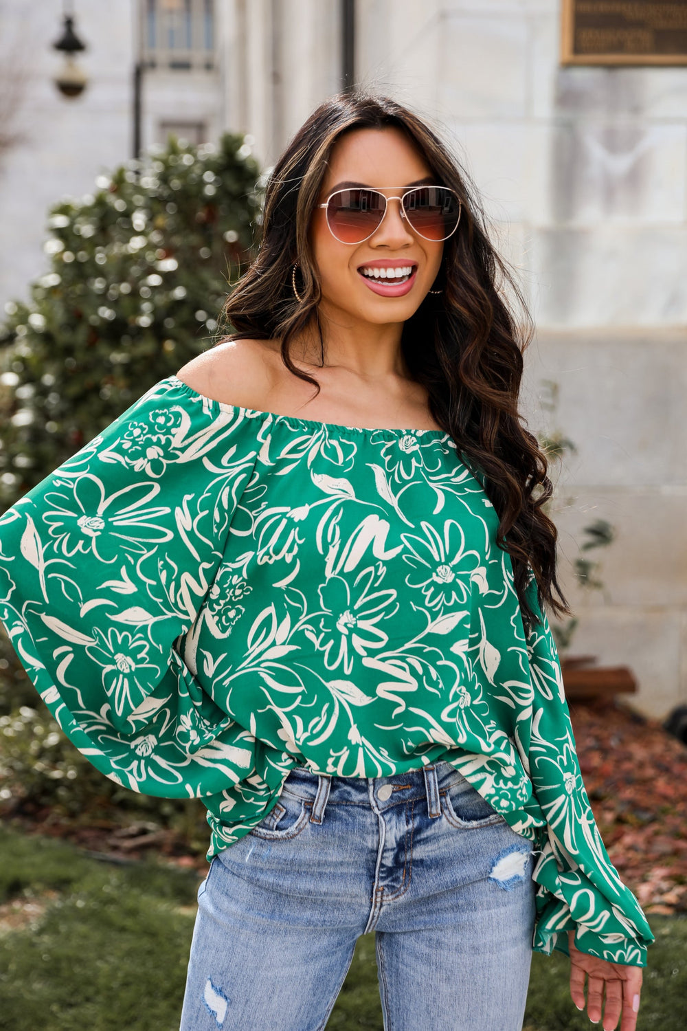 Darling Quality Green Floral Blouse cute tops for spring