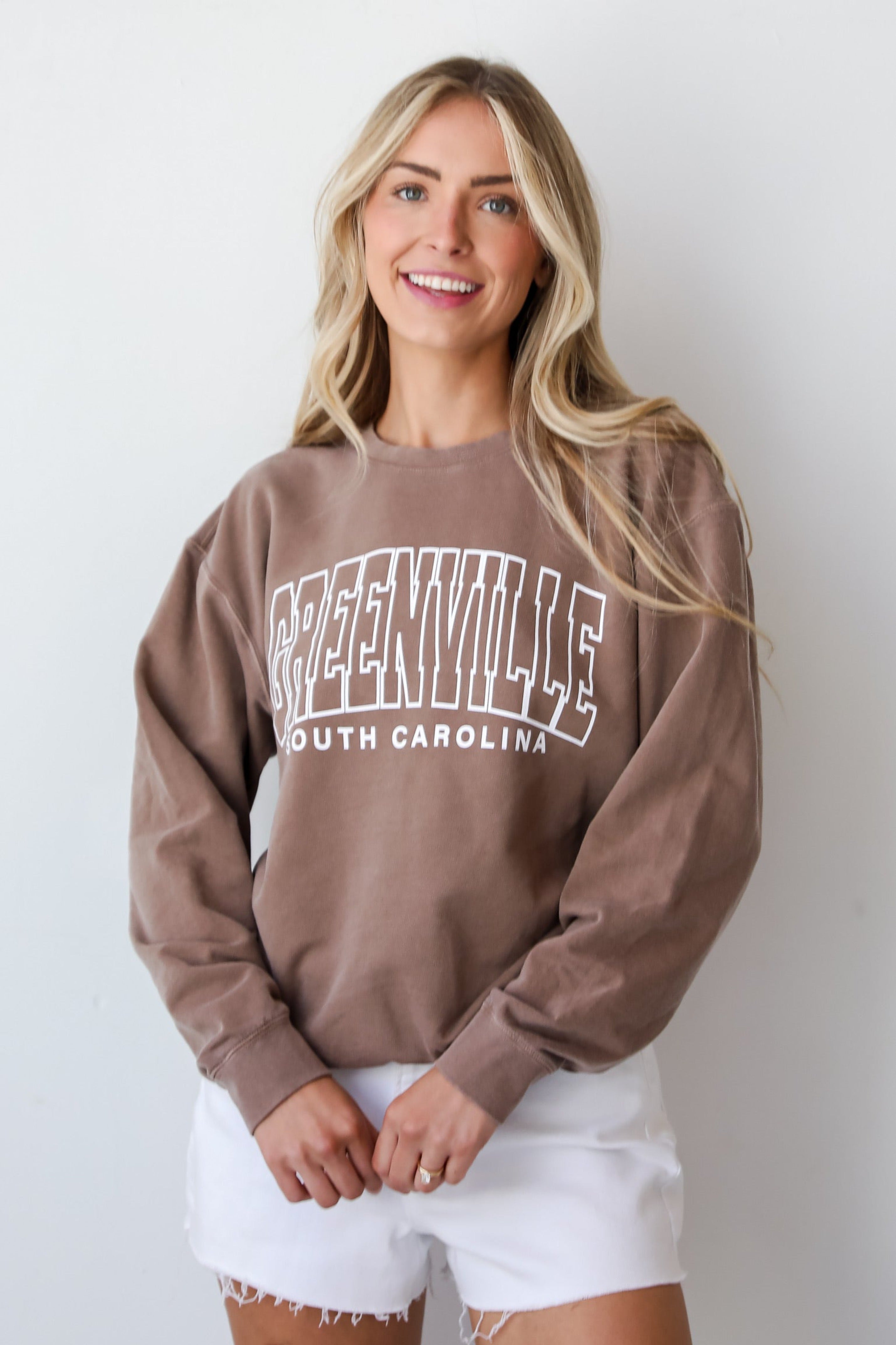 Brown Greenville South Carolina Block Letter Sweatshirt for women