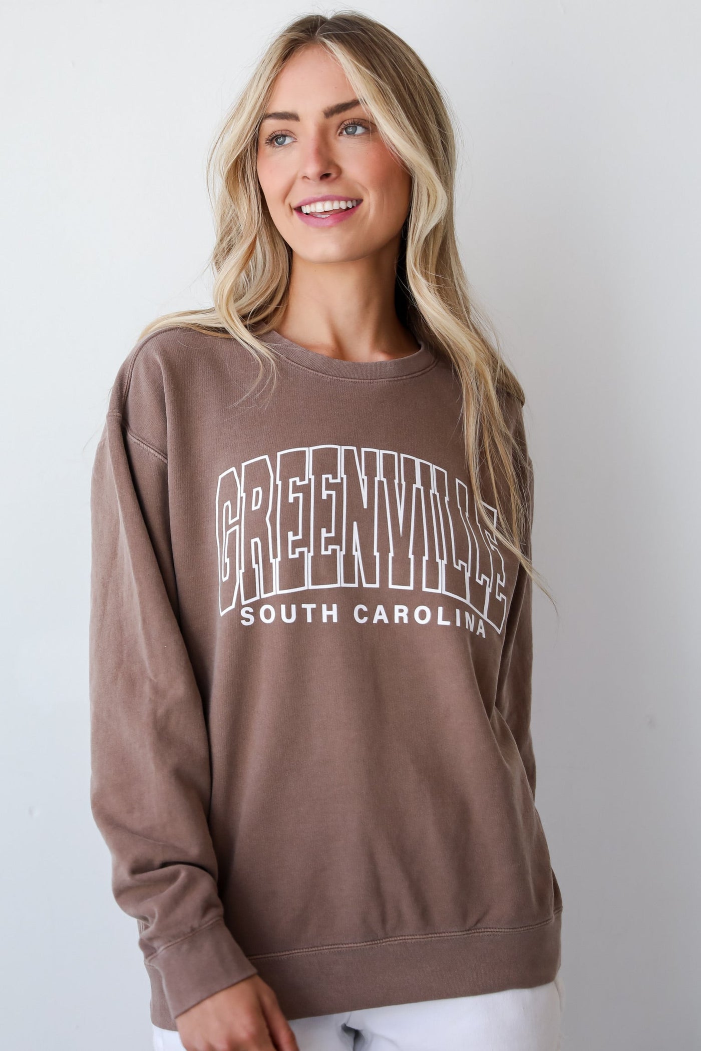 Brown Greenville South Carolina Block Letter Sweatshirt