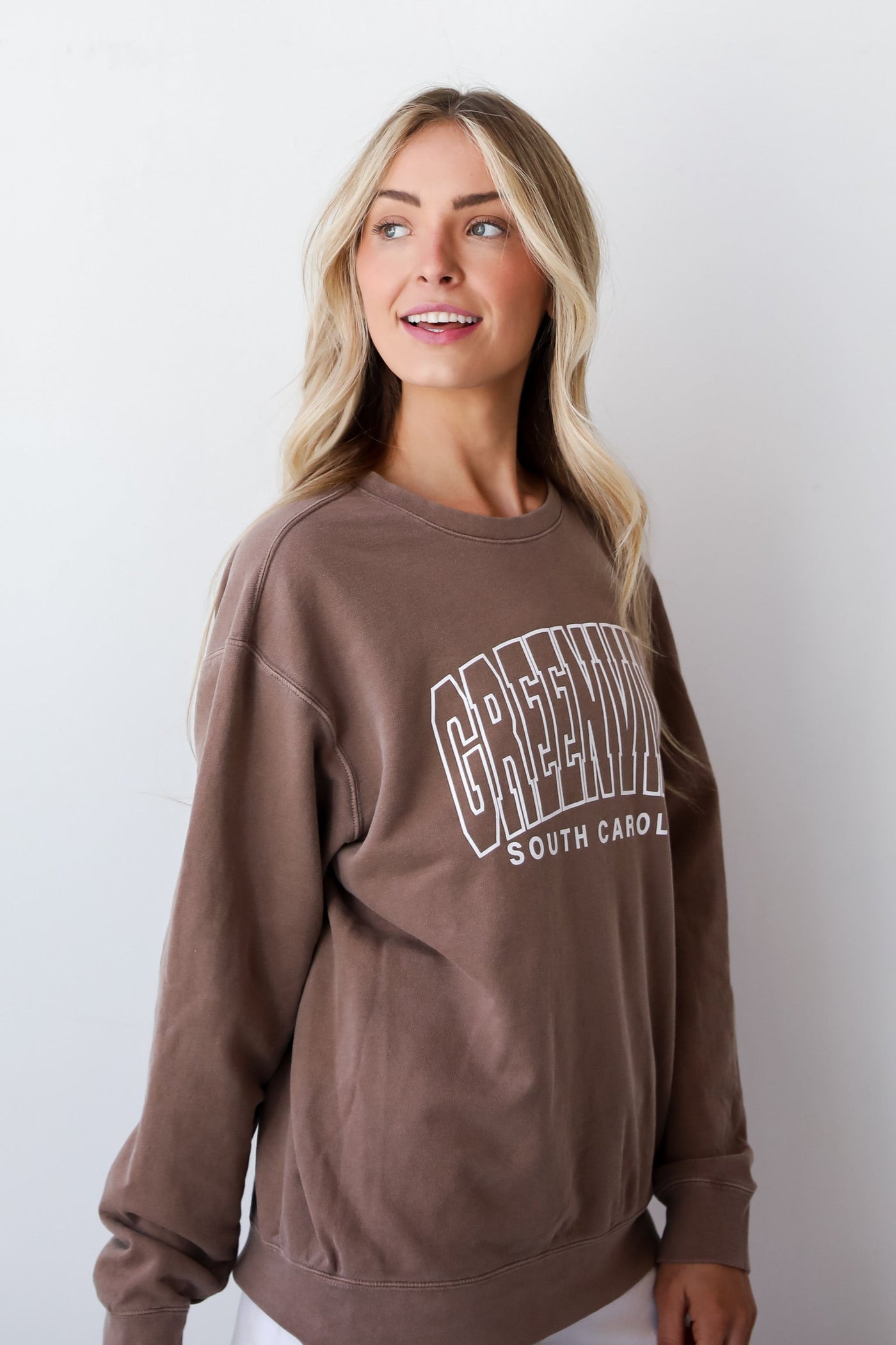 cute Brown Greenville South Carolina Block Letter Sweatshirt