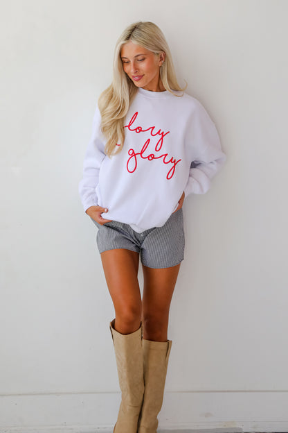 White Glory Glory Script Sweatshirt