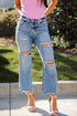 Medium Wash Distressed Straight Leg Jeans