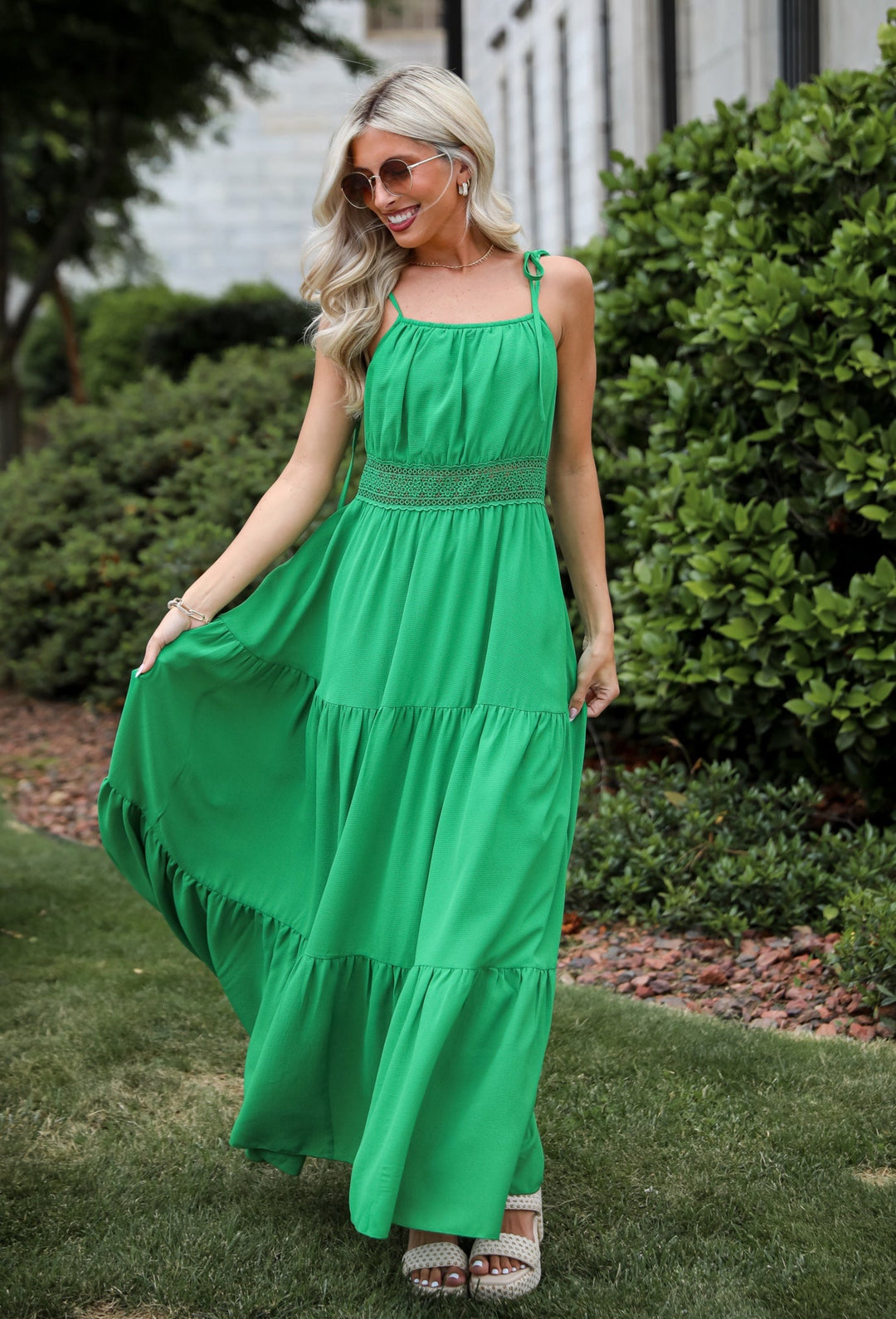 Green Tiered Maxi Dress