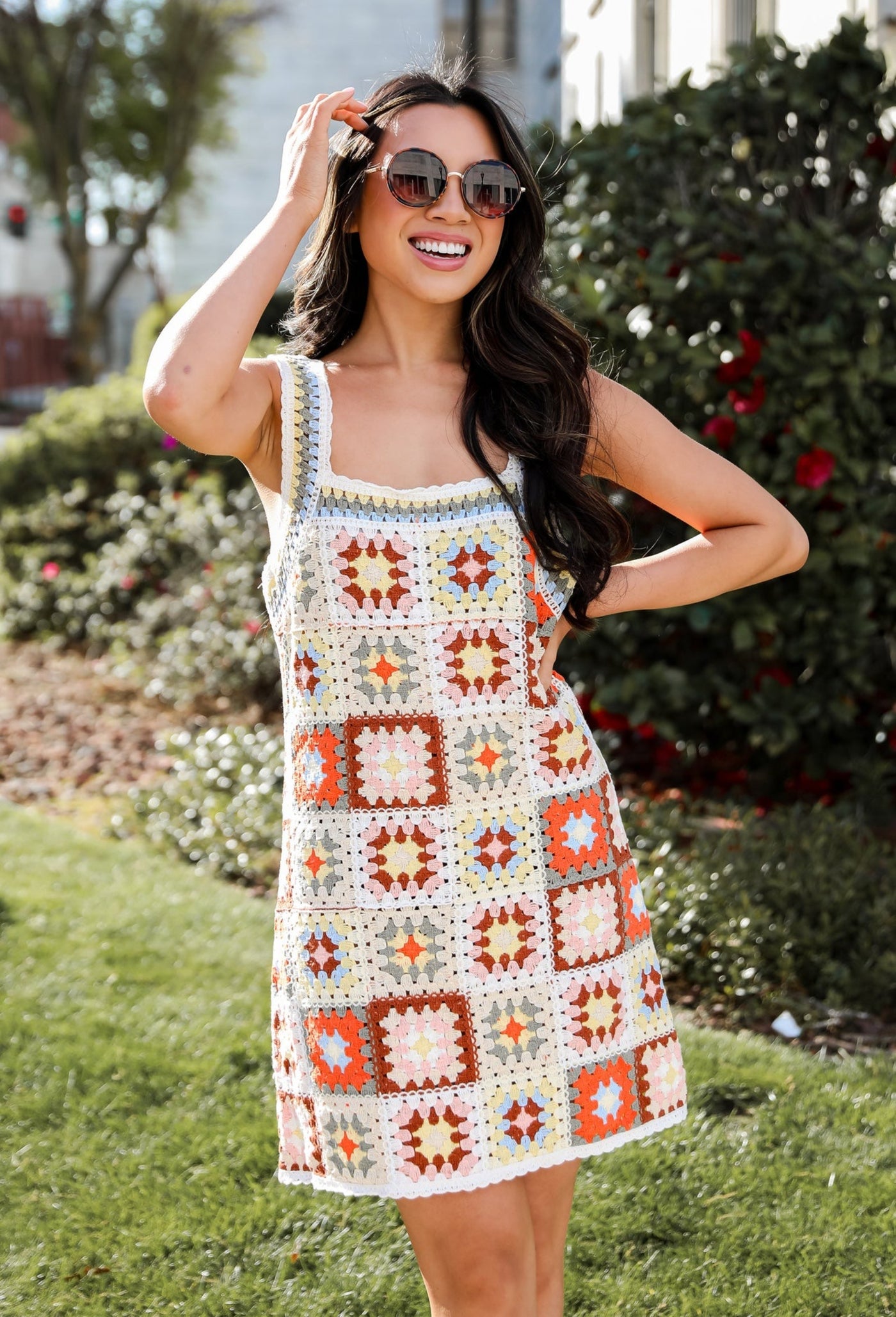 ivory Crochet Knit Mini Dress