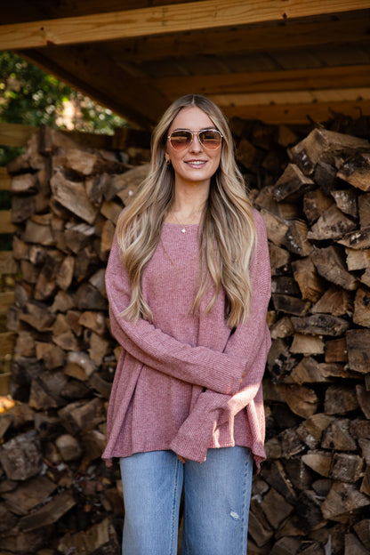 Fireside Flirt Waffle Knit Top - DU DEAL