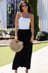 Beautifully Chic Black Contrast Strapless Maxi Dress