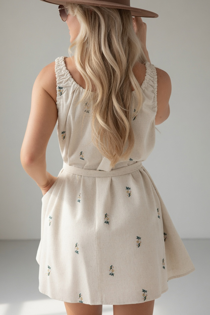 Amber Fields Natural Floral Mini Dress