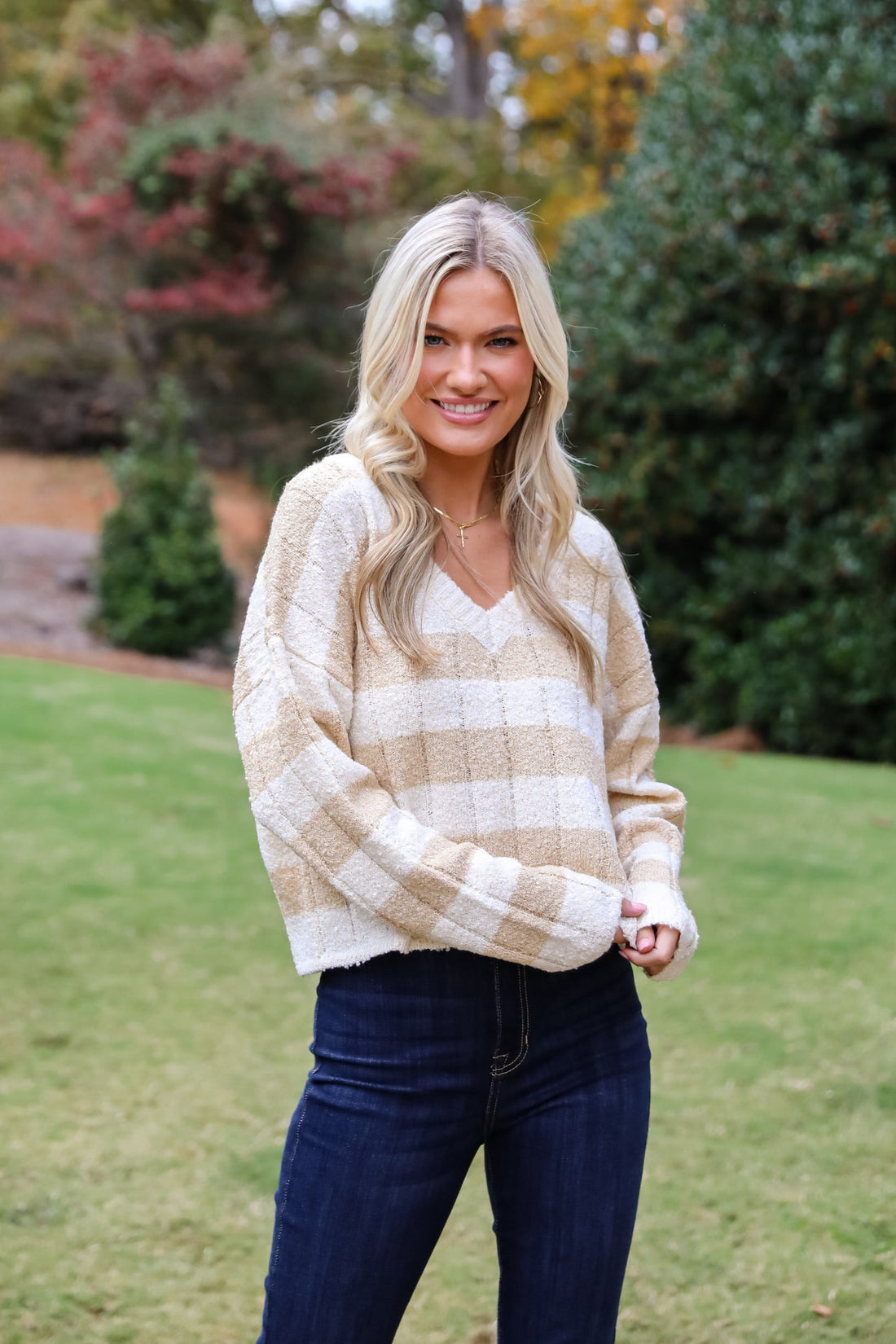 Perfect Mix Cream Striped Sweater