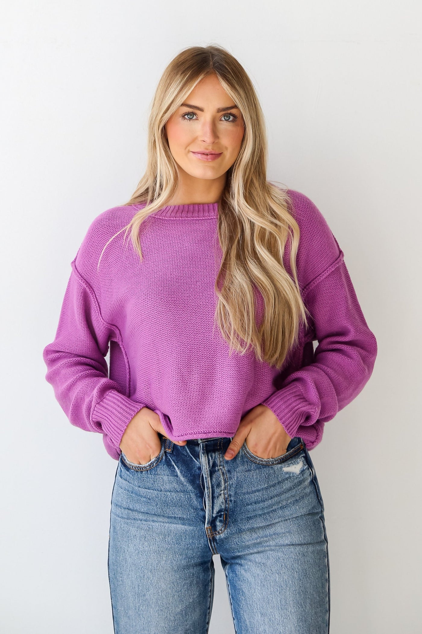 Purple Oversized Sweater front view