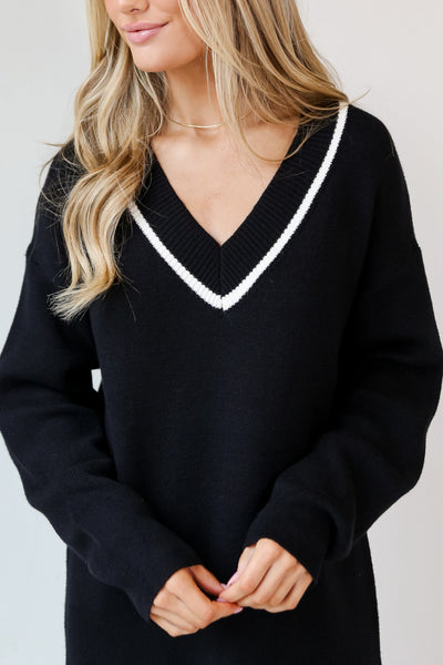 FINAL SALE - Snug As Can Be Black Mini Sweater Dress