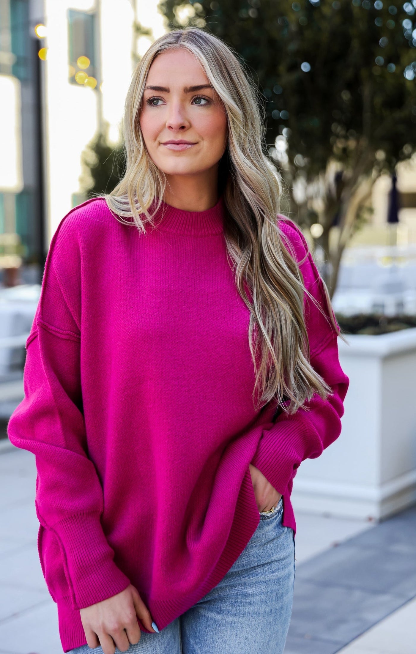 magenta Oversized Sweater