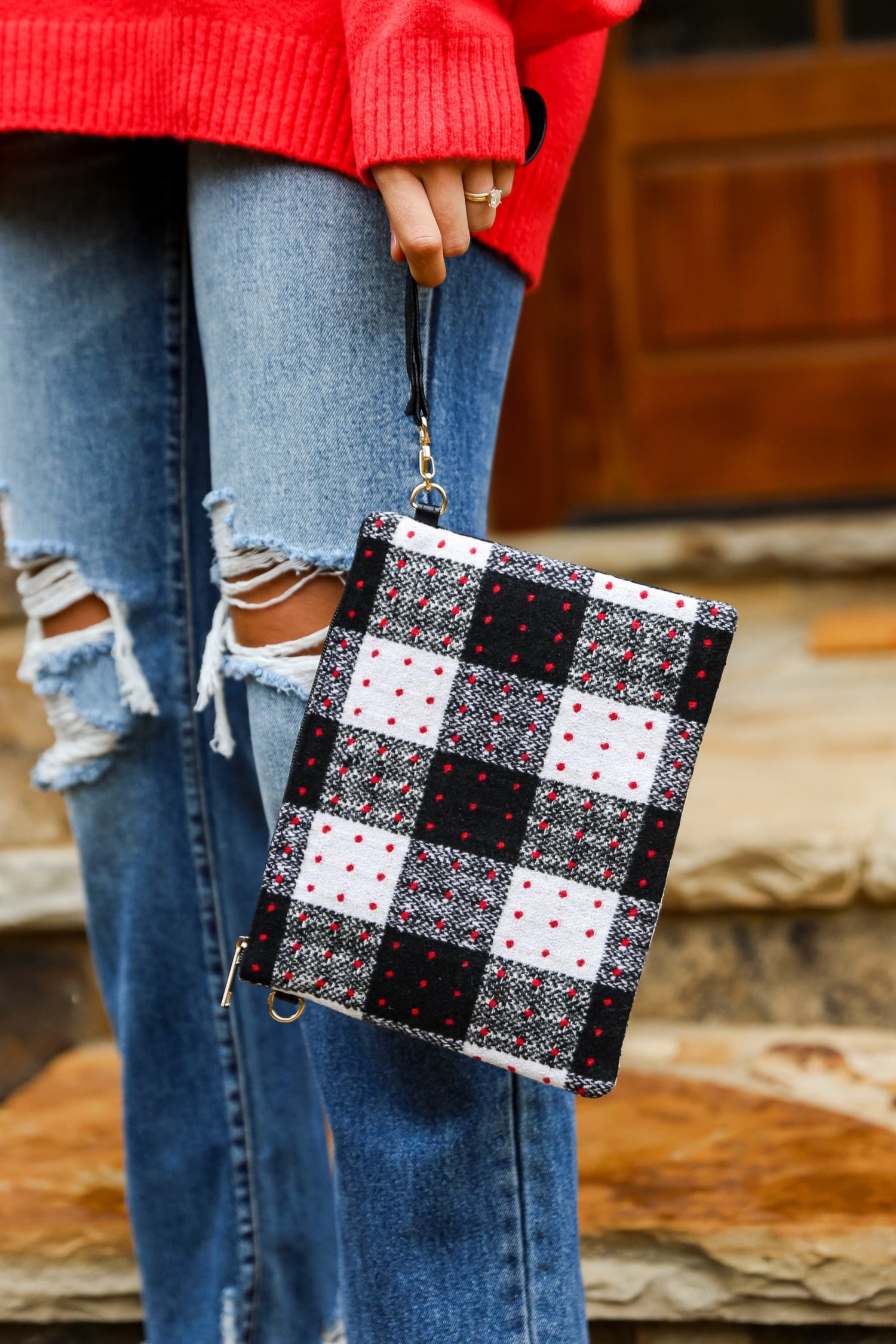 Black Plaid Crossbody Bag