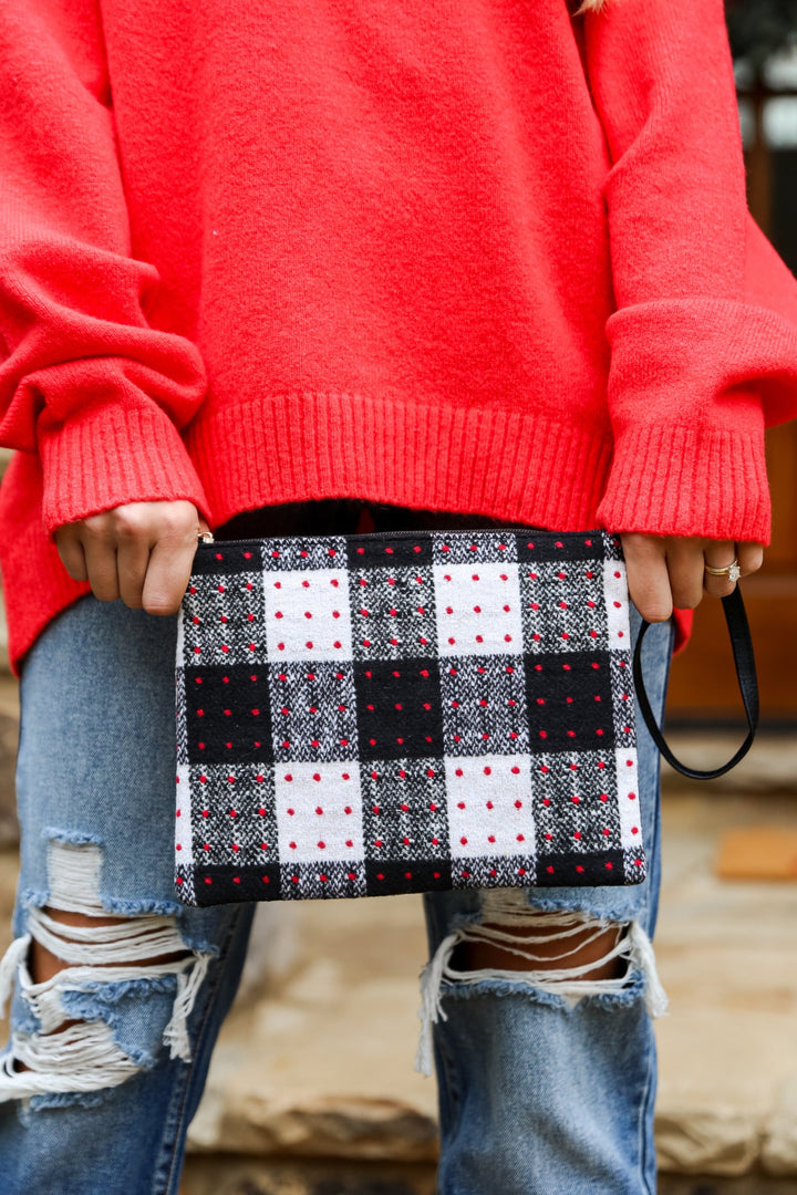 Black Plaid Crossbody Bag close up