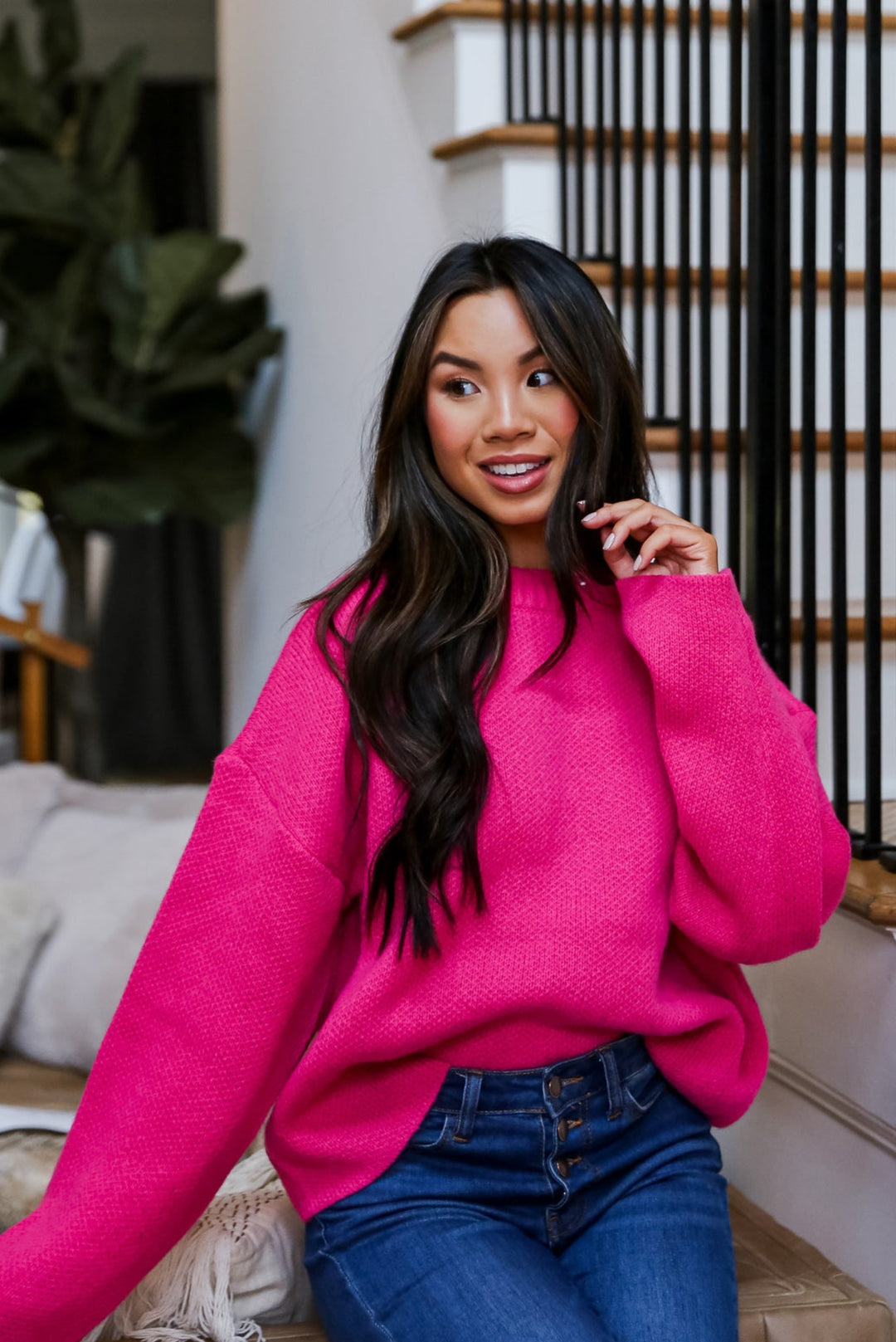 hot pink Oversized Sweater