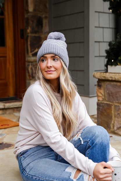 grey pom pom beanie