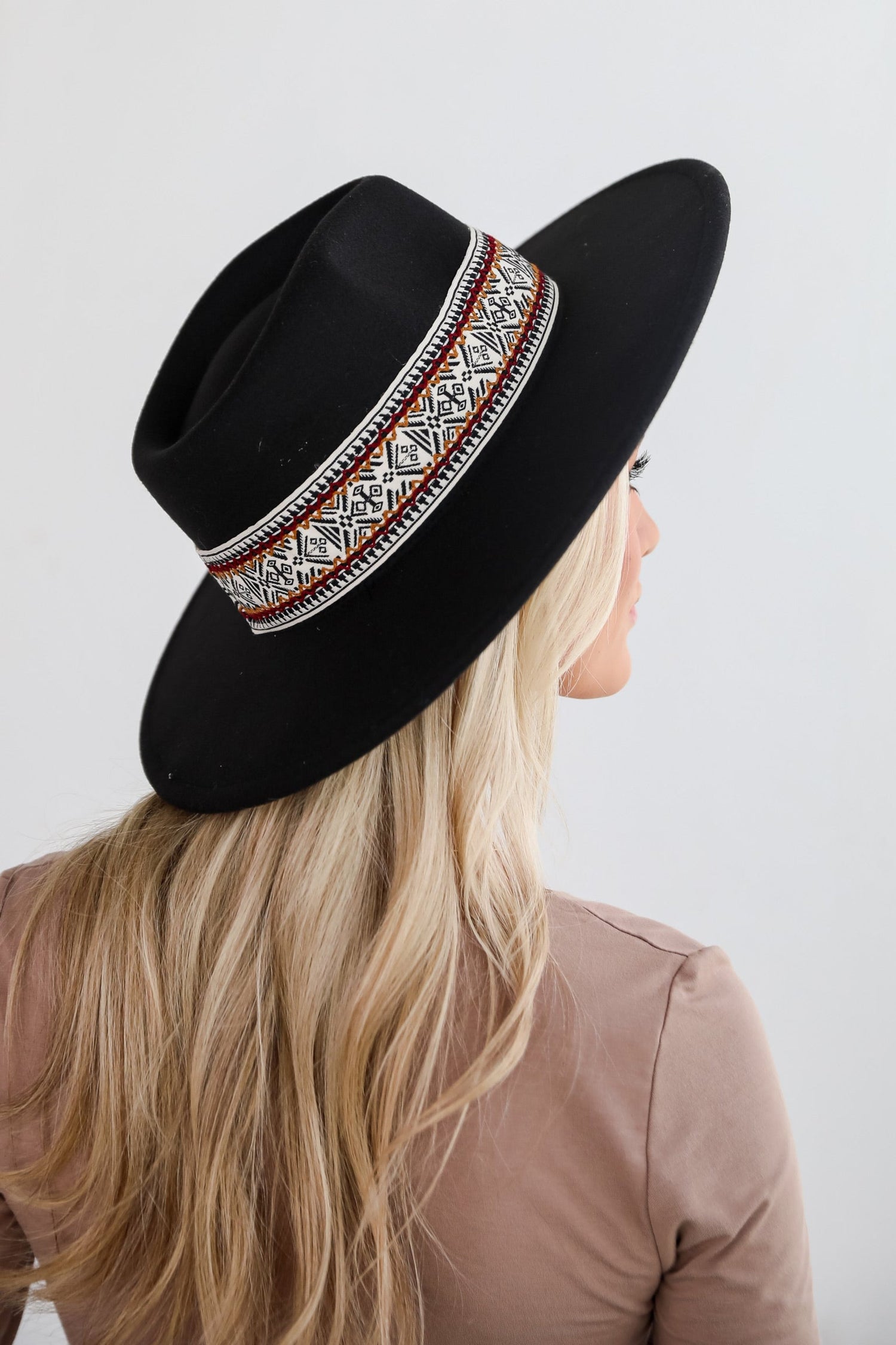 Trendy Black Wide Brim Fedora Hat Women's Hats Dress Up