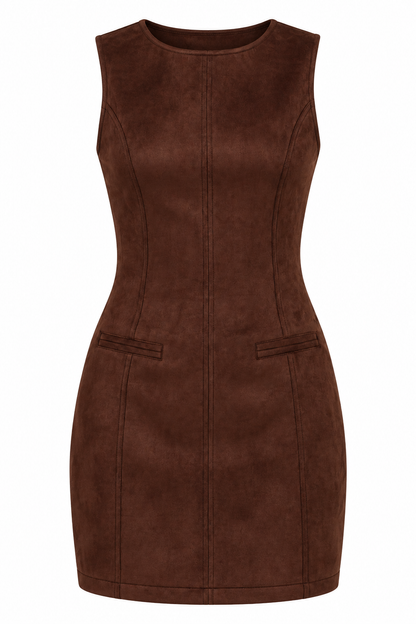Meet Me At Dusk Brown Suede Mini Dress