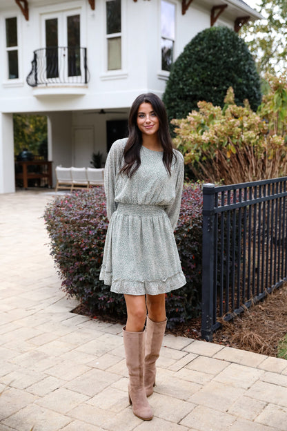 Gorgeous Elevation Green Floral Mini Dress