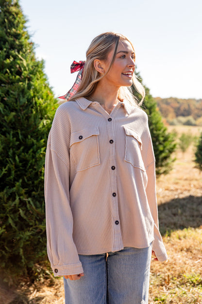 Doing It All Waffle Knit Shacket - DU DEAL