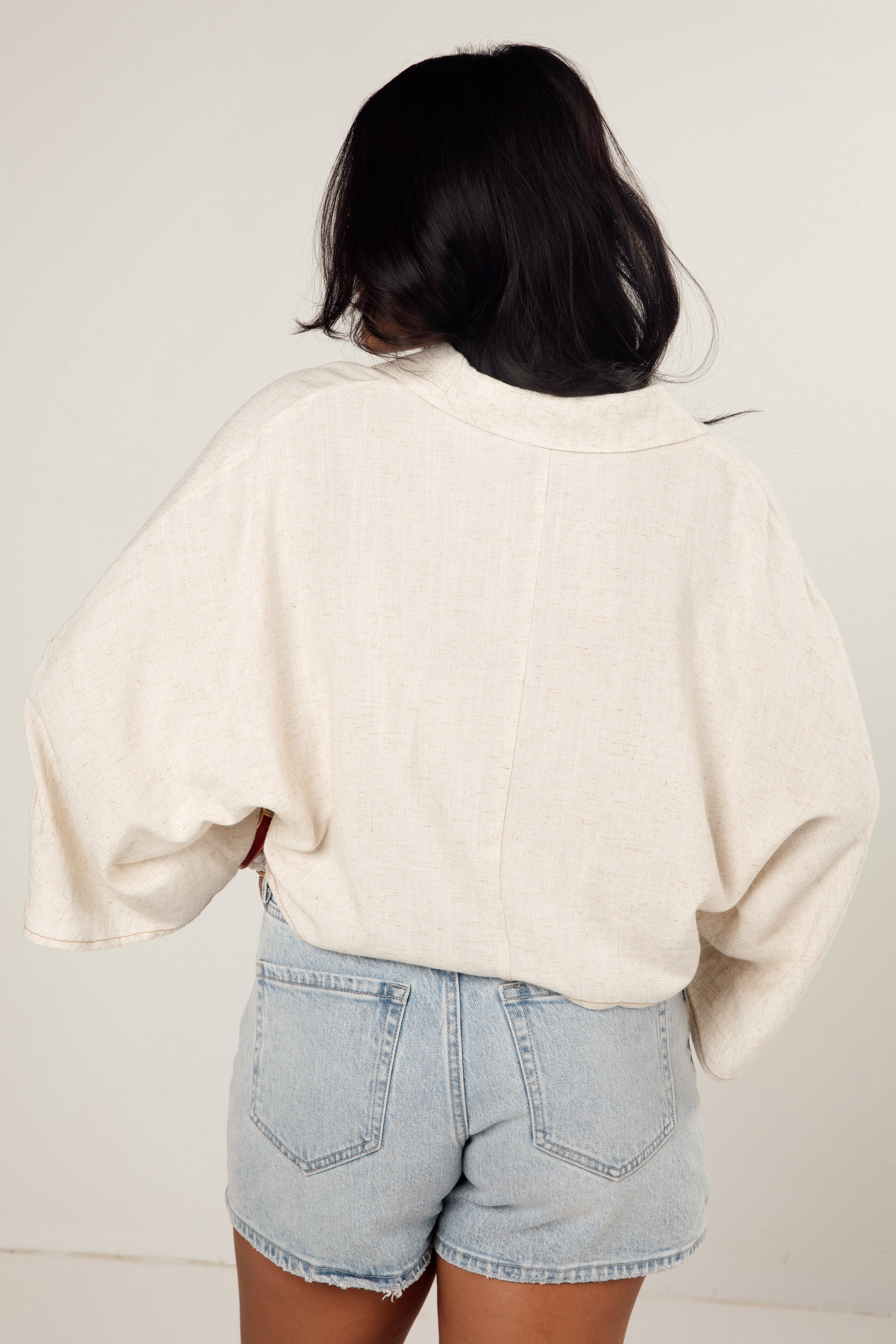 All The Better Natural Linen Button-Up Blouse
