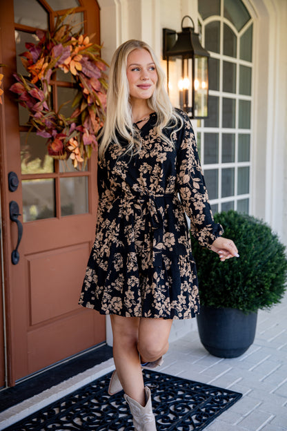 Going Out There Black Floral Mini Dress