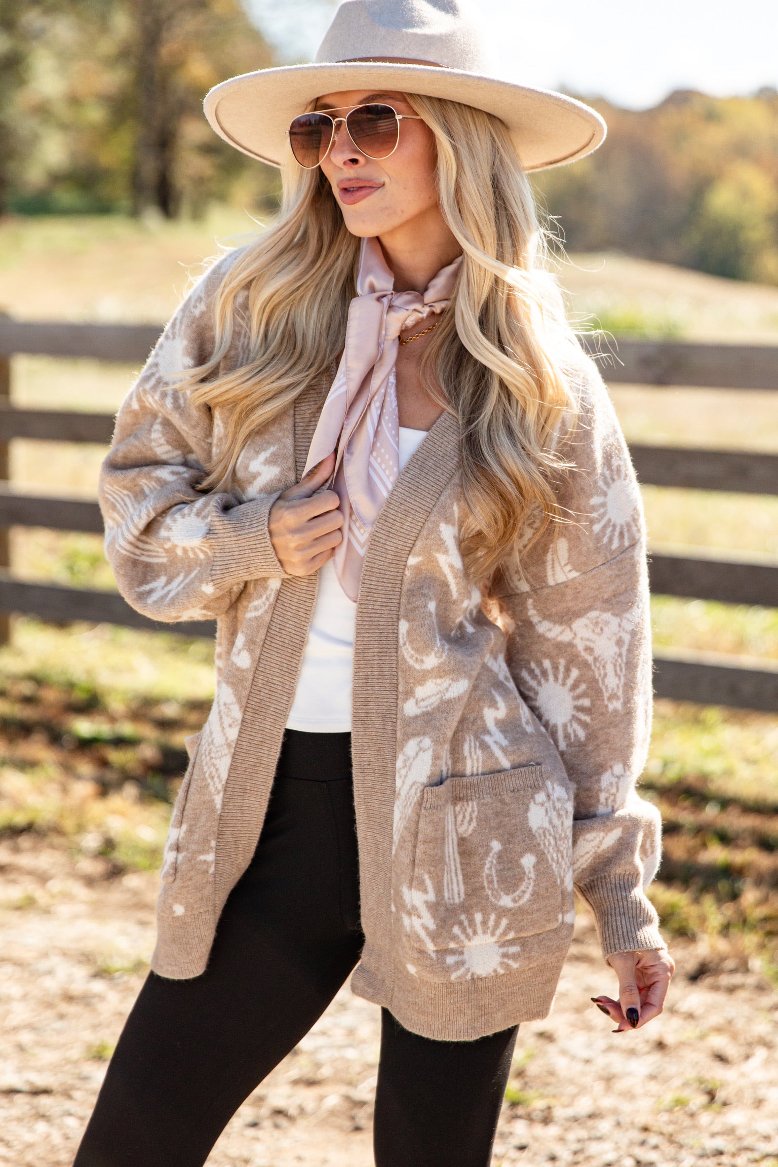 Wish I Could Go Taupe Western Sweater Cardigan