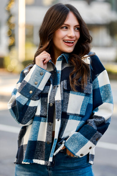 FINAL SALE - Casually Adored Navy Plaid Shacket