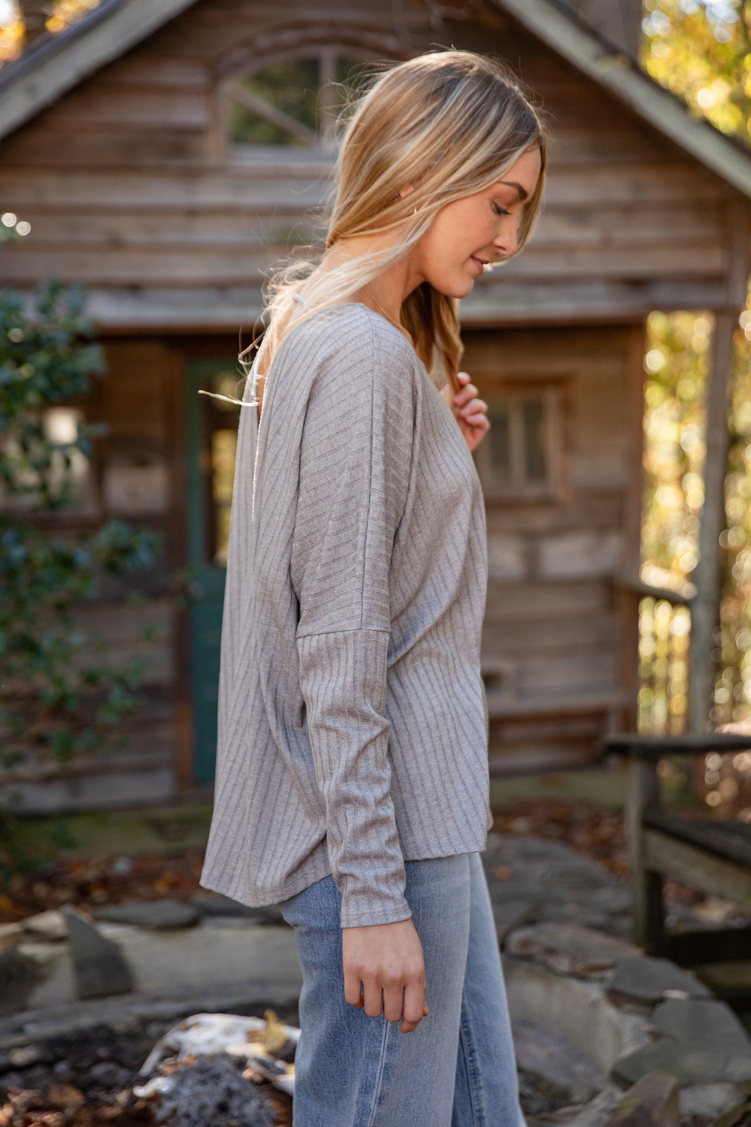 Believe In You Ribbed Knit Open Back Top - DU DEAL