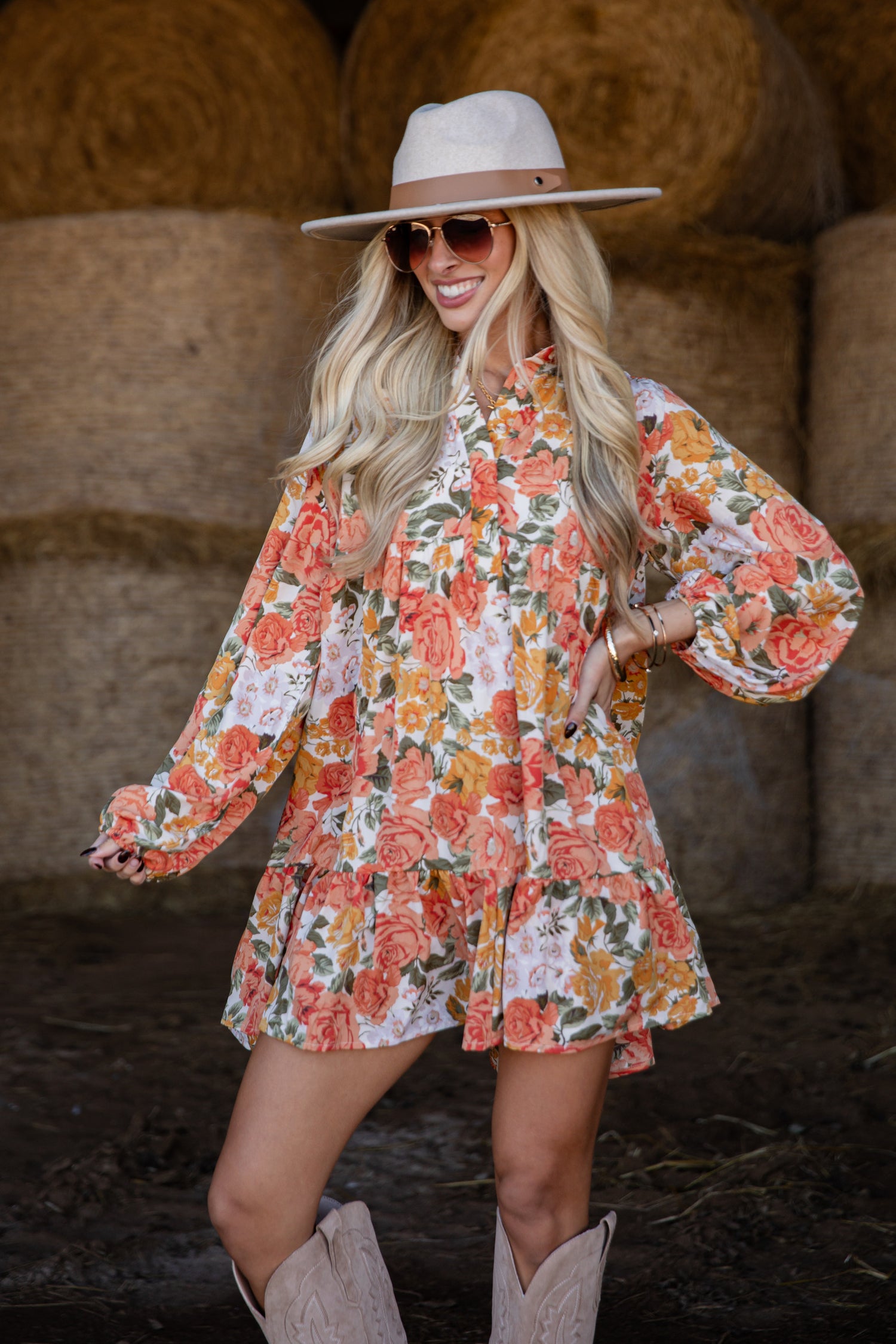 FINAL SALE - Out Of The Garden Orange Floral Mini Dress