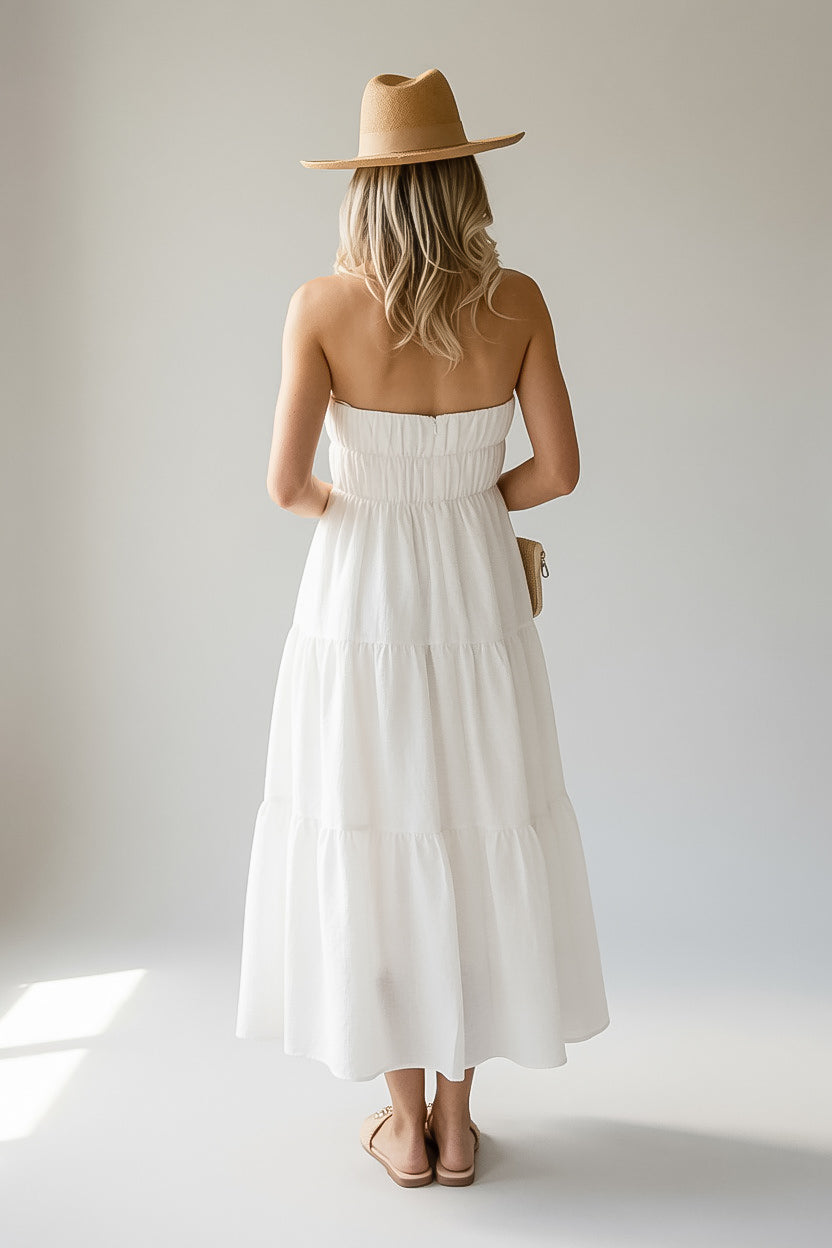 White Strapless Maxi Dress | Trendy Women's Dresses
