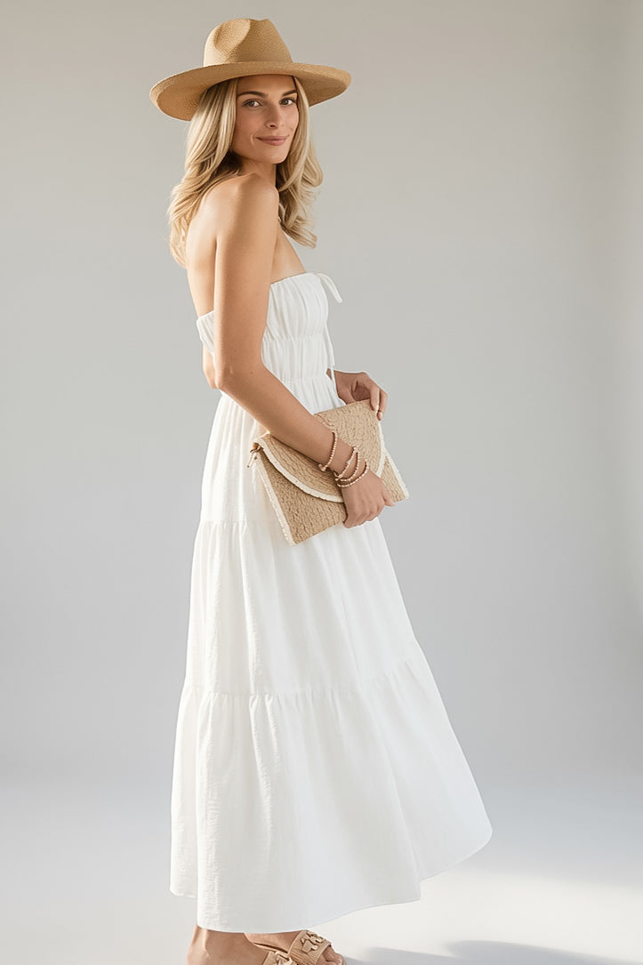 White Strapless Maxi Dress | Trendy Women's Dresses