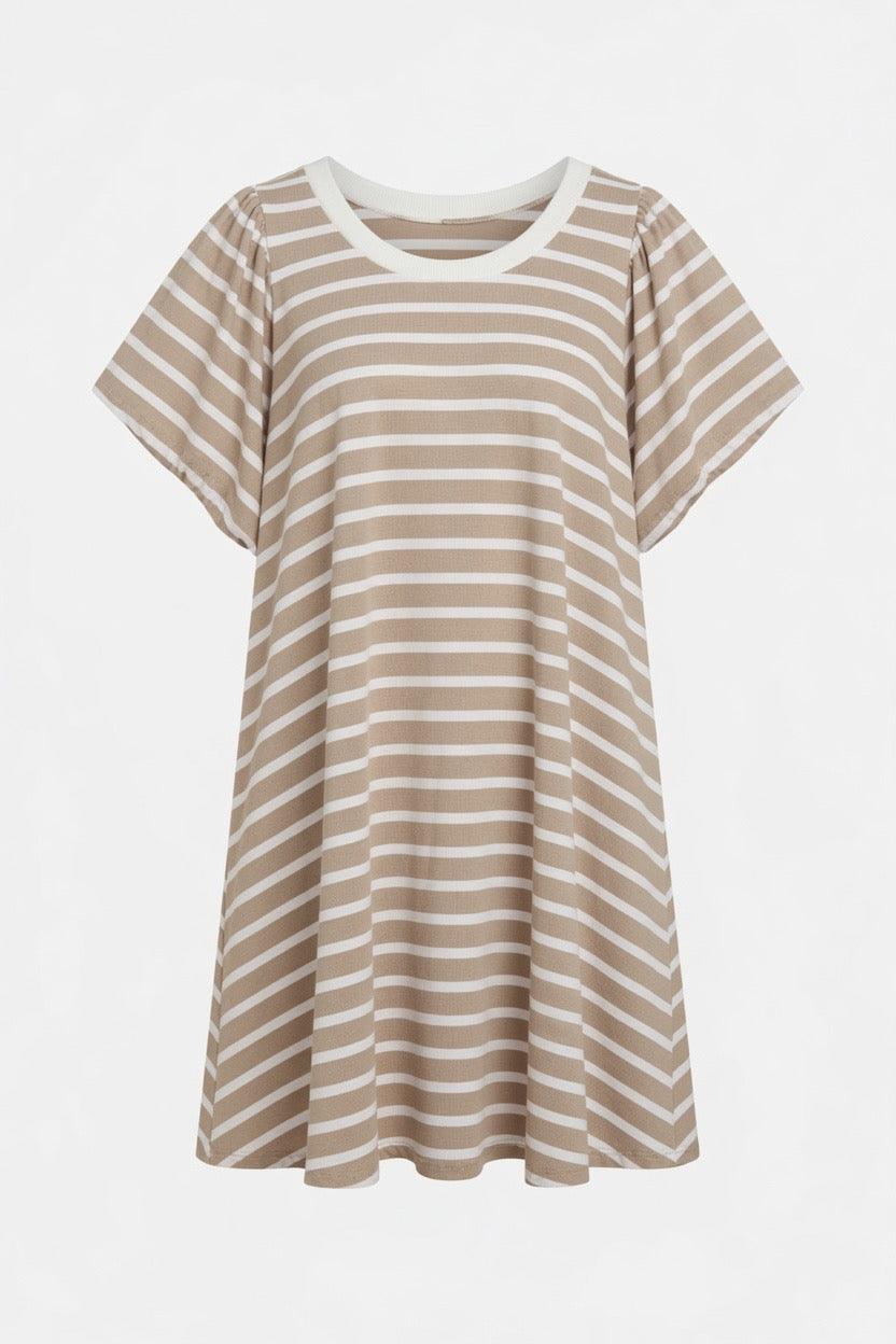Striped Puff Sleeve Mini Dress | Trendy Women's Dresses