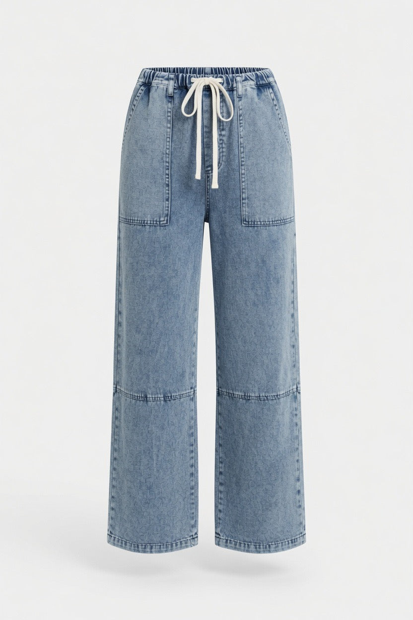 Murphy Wide Leg Drawstring Denim Pants | Trendy Women's Pants
