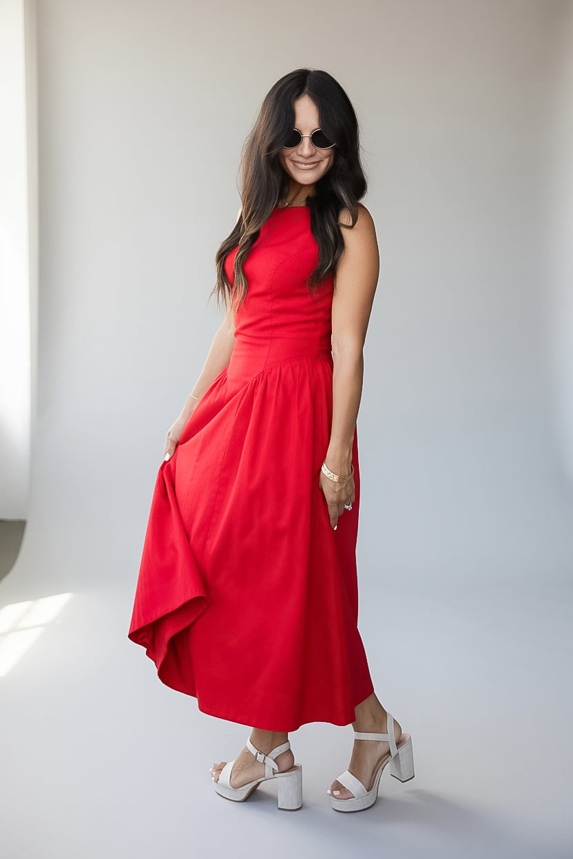 red dress women Mock Neck See-Through Mini Make a bold entrance in the Scarlet Siren Bubble Hem Red Midi Dress a statement silhouette designed to turn heads Can't Give You Up Red
