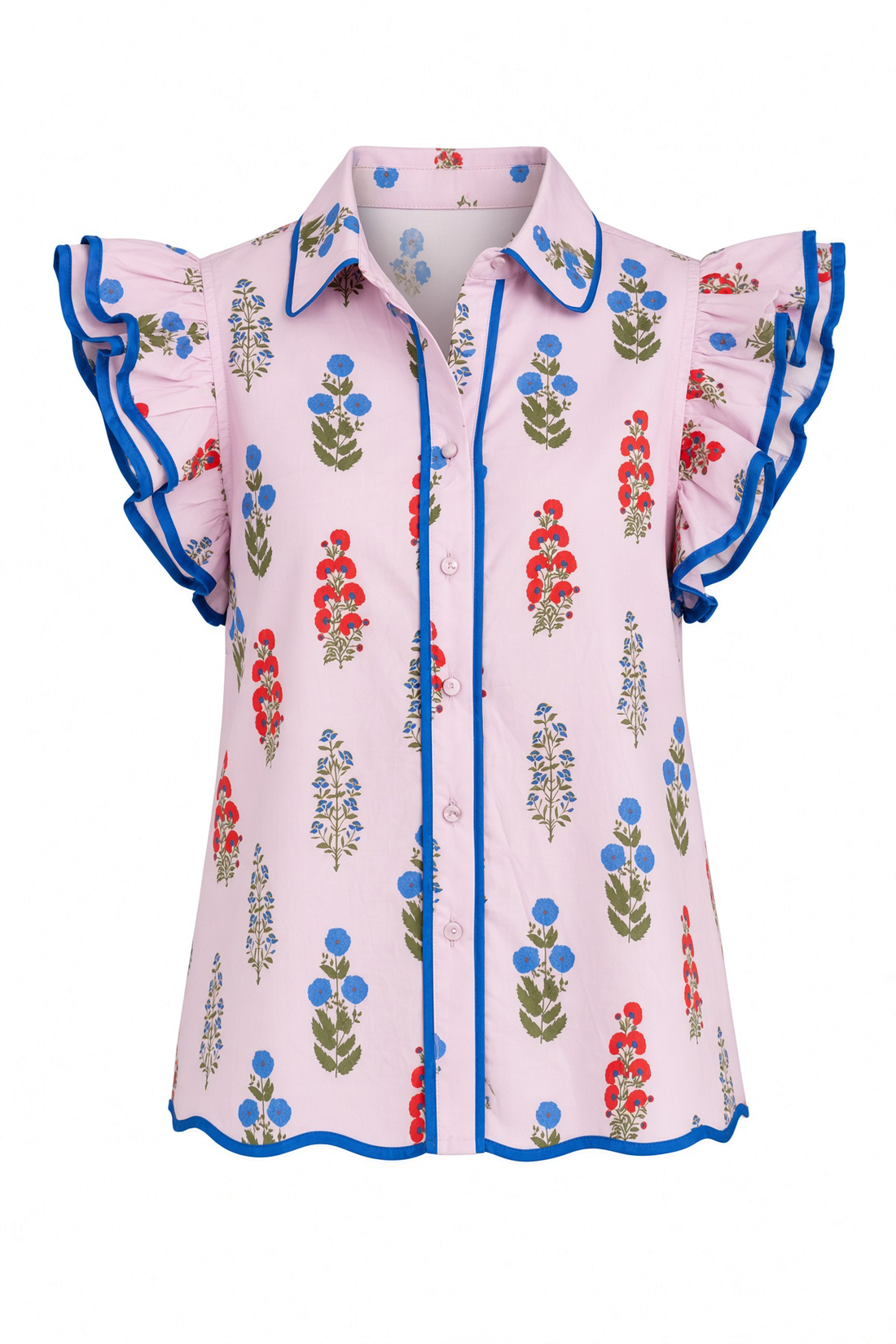 Quietly Pretty Pink Floral Button-Up Blouse