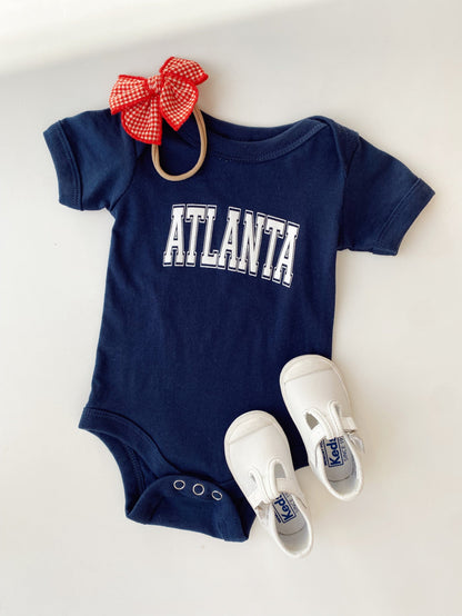 Navy Atlanta Block Letter Onesie