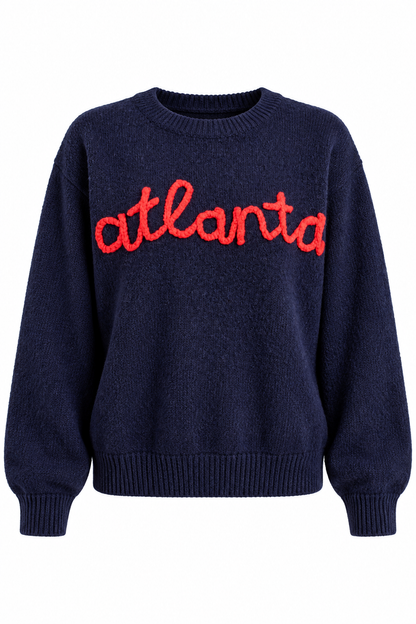 Atlanta Script Navy Sweater