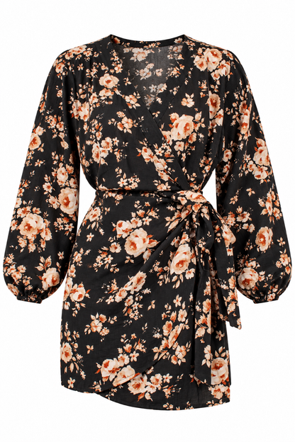 Moonlit Orchard Black Floral Mini Dress