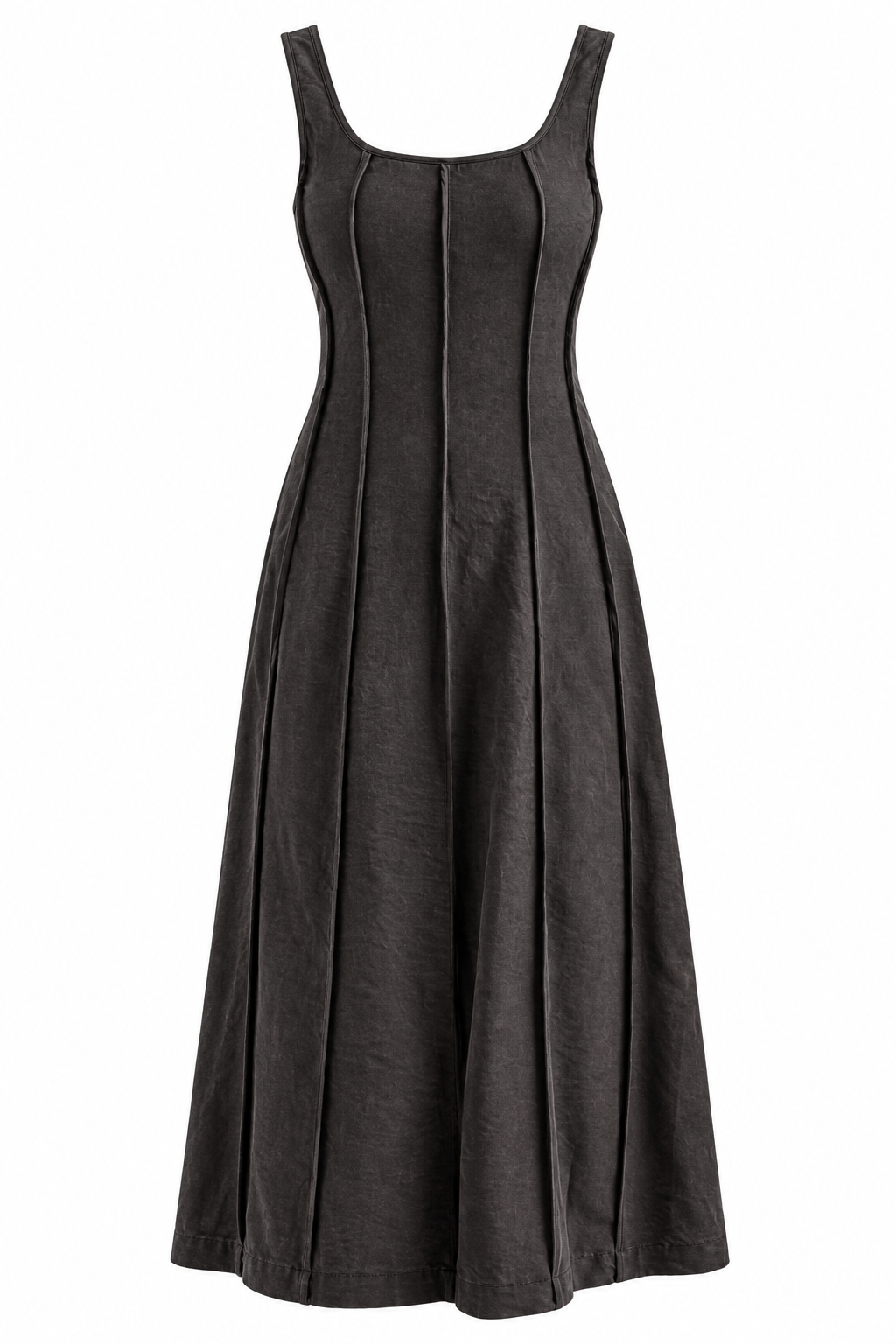 Effortless Impression Black Pleated Midi Dress