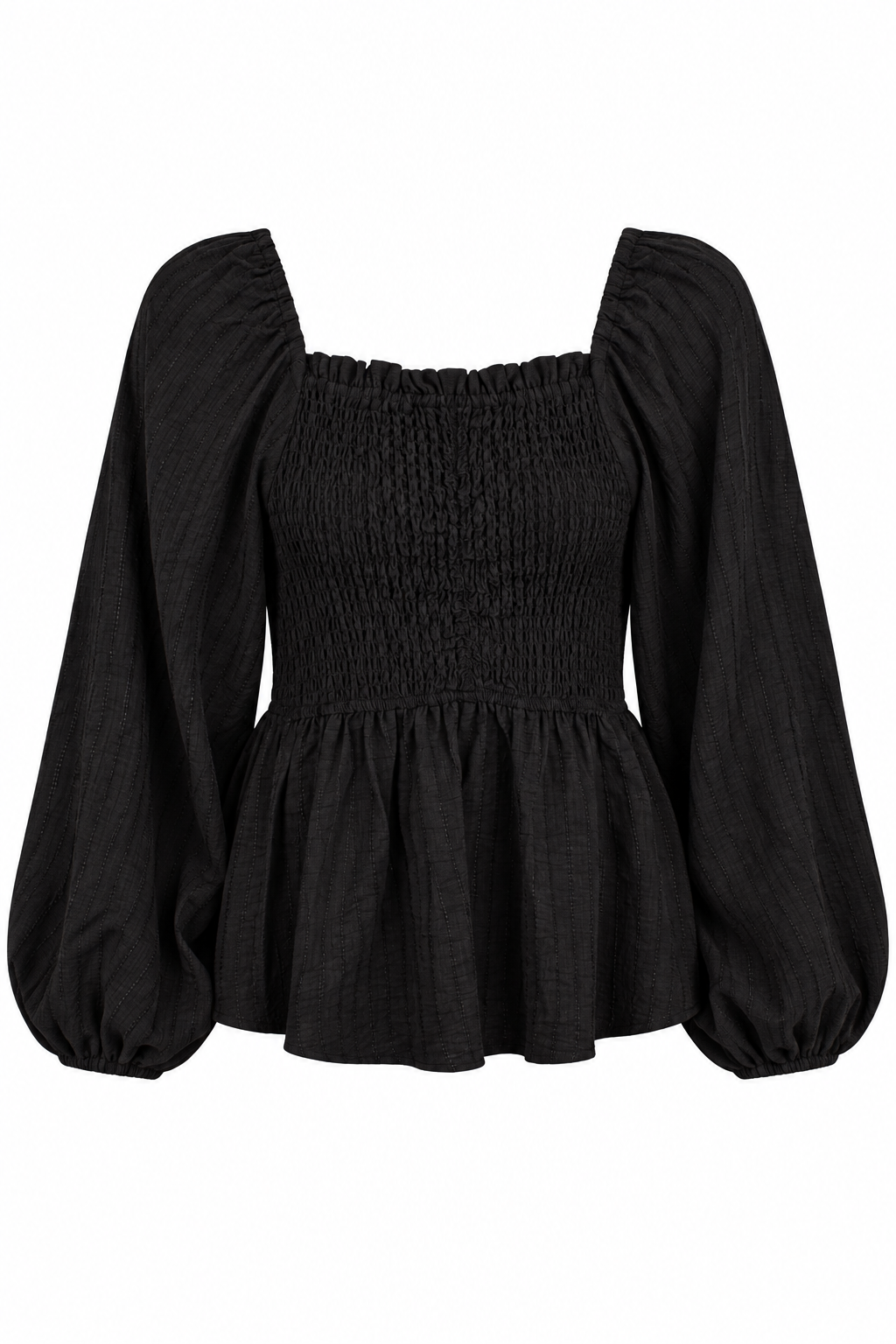 Everything In Between Black Smocked Blouse