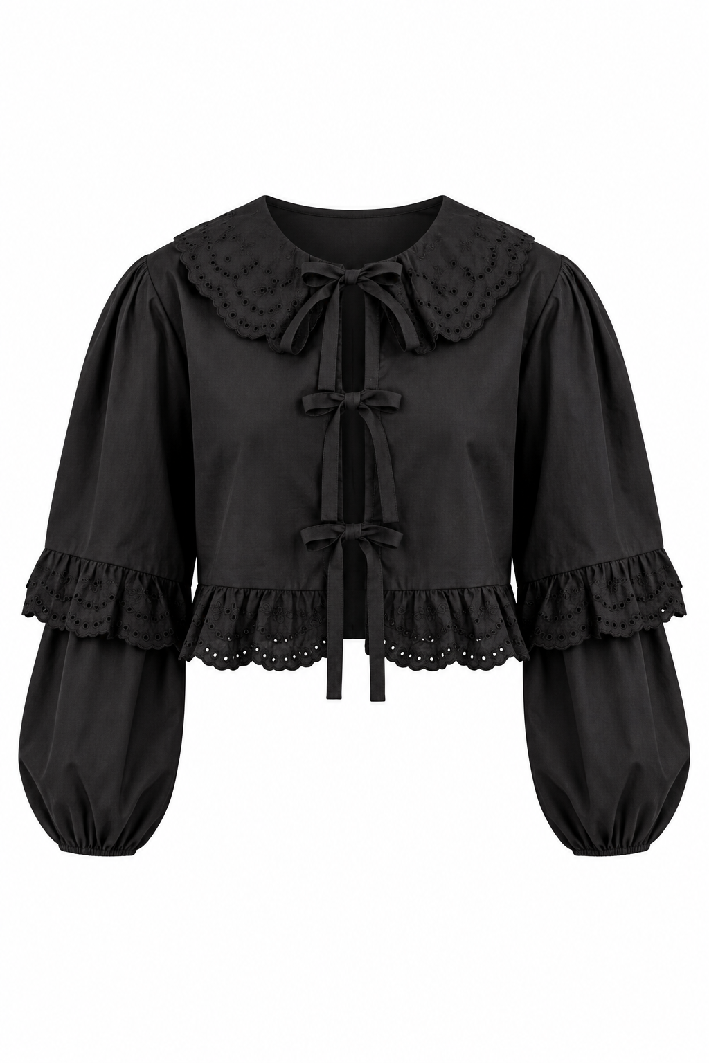 Out On The Town Black Ruffle Blouse