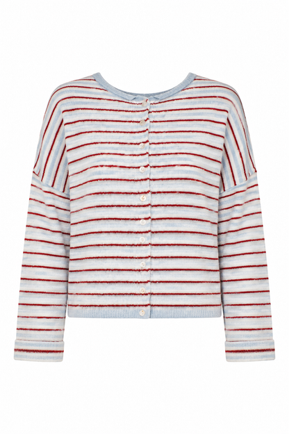 Better In Blue Contrast Stripe Cardigan